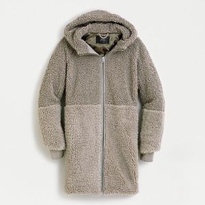 J. Crew Colorblock Mixed Teddy Sherpa Hooded Parka Coat Grey M
